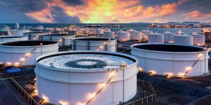 Oil Tanks at Ras Markaz Oil Storage Facility in Oman 